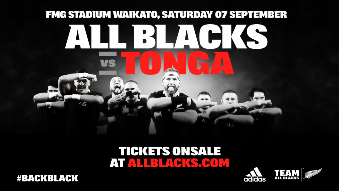 Tickets on sale for All Blacks v Tonga at FMG Stadium Waikato