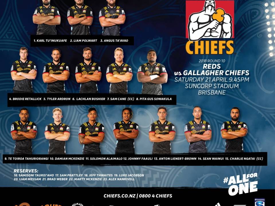 Gallagher Chiefs team named to play against the Reds