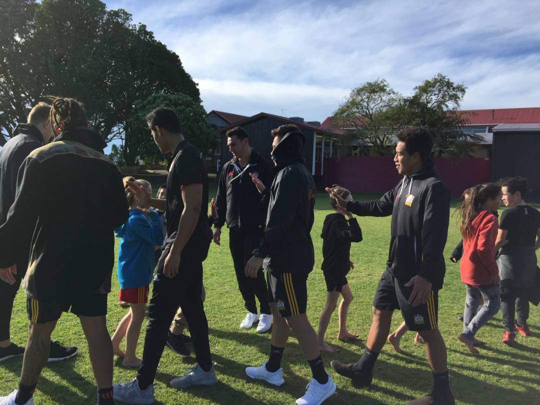 The Gallagher Chiefs get out and about in Taranaki community