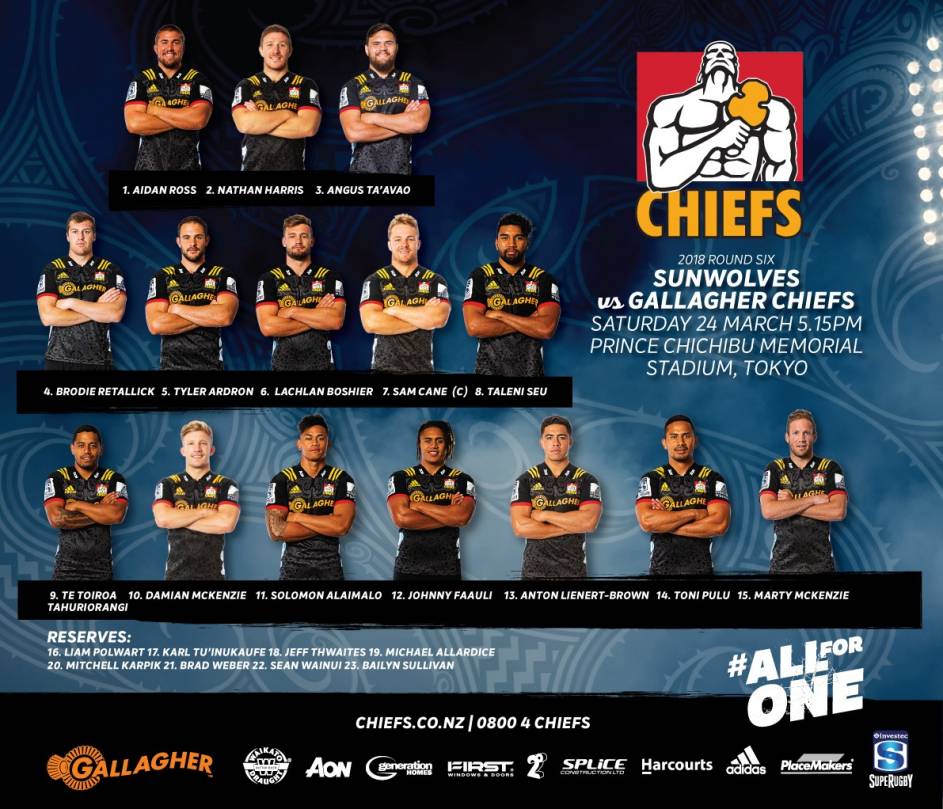Gallagher Chiefs team named to take on Sunwolves in first-ever Tokyo clash
