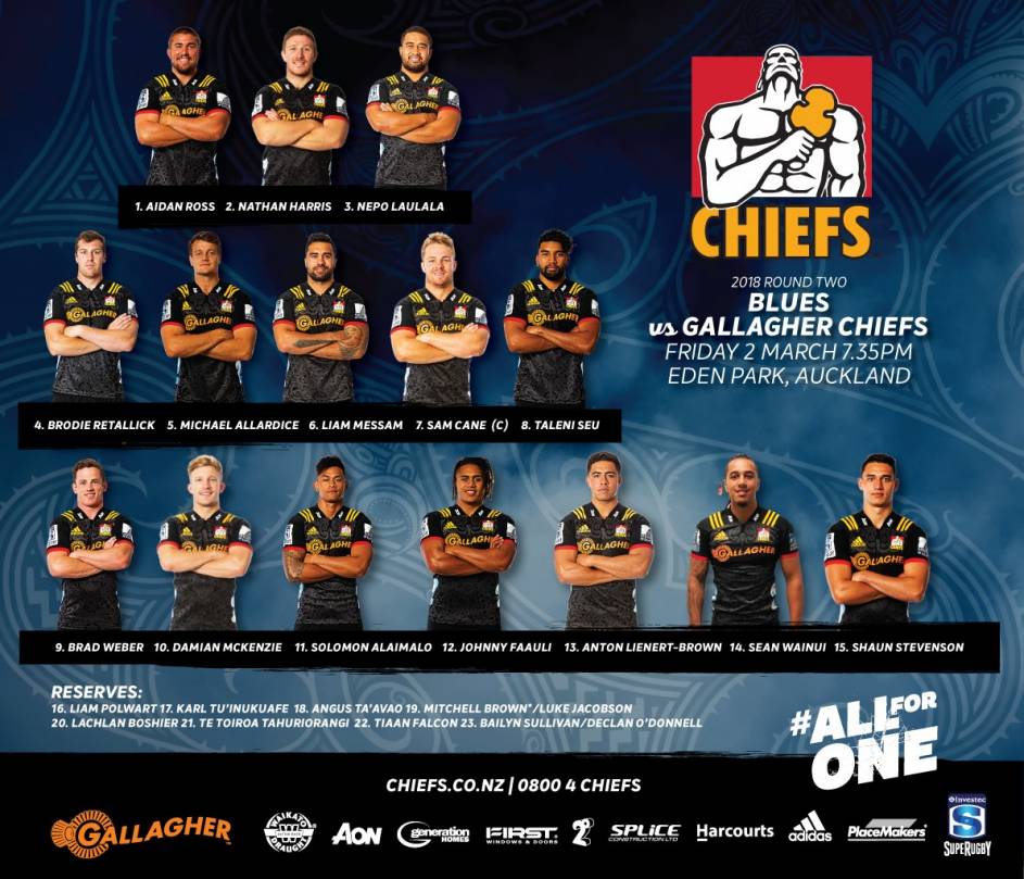 Gallagher Chiefs team named to take on the Blues